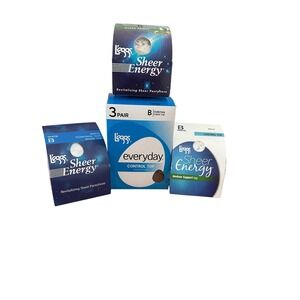 Leggs Sheer Energy Control Top Pantyhose Size B Suntan White 6‎ pairs